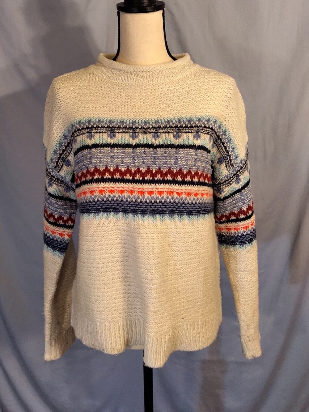 St John's Bay Off-White with multi colored stripes